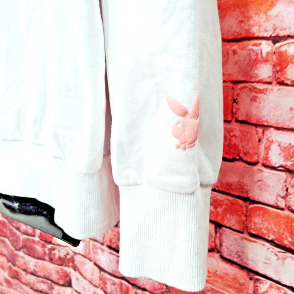 Playboy Unisex White Cotton Hoodie Size S Regular Fit - Picture 7 of 8